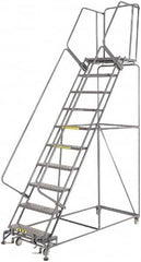 Ballymore - 133" 10 Step Ladder - 450 Lb Capacity, 100" Platform Height, 32" Base Width x 81" Depth, Heavy-Duty Serrated Grating - Americas Industrial Supply