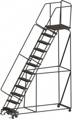 Ballymore - 153" 12 Step Ladder - 450 Lb Capacity, 120" Platform Height, 32" Base Width x 101" Depth, Heavy-Duty Serrated Grating - Americas Industrial Supply