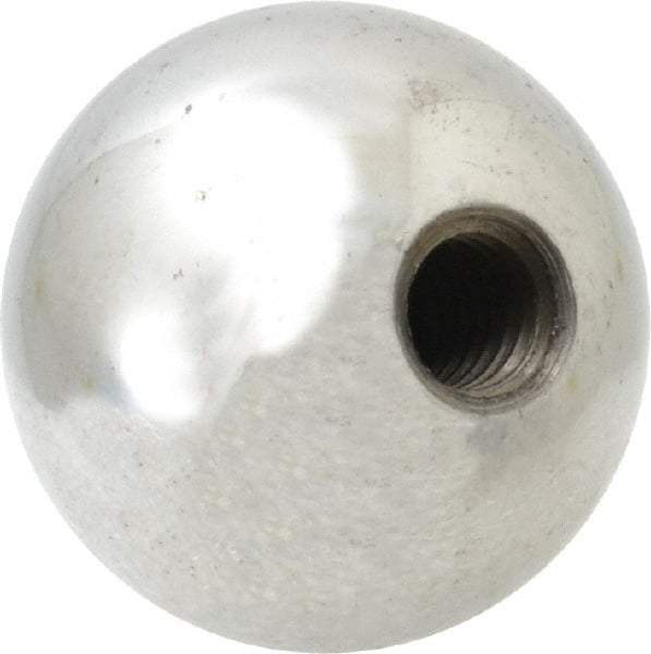 Gibraltar - 3/8-16 Thread, 1.38" Diam, Threaded Hole Ball Knob - Natural, Steel, Smooth Grip, 5/8" Hole Depth - Americas Industrial Supply
