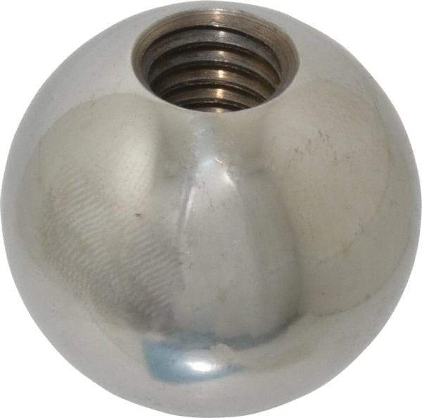 Gibraltar - 1/2-13 Thread, 1.38" Diam, Threaded Hole Ball Knob - Natural, Steel, Smooth Grip, 5/8" Hole Depth - Americas Industrial Supply