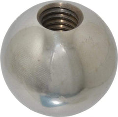 Gibraltar - 1/2-13 Thread, 1.38" Diam, Threaded Hole Ball Knob - Natural, Steel, Smooth Grip, 5/8" Hole Depth - Americas Industrial Supply
