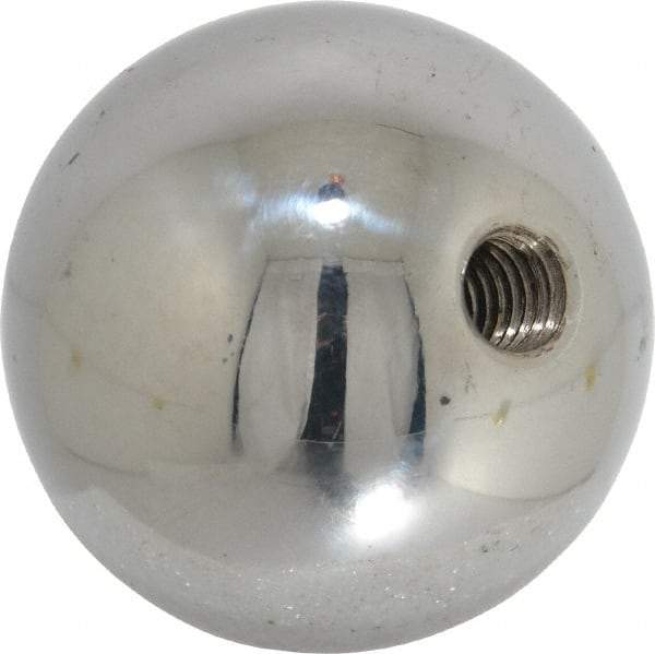 Gibraltar - 3/8-16 Thread, 1.88" Diam, Threaded Hole Ball Knob - Natural, Steel, Smooth Grip, 3/4" Hole Depth - Americas Industrial Supply
