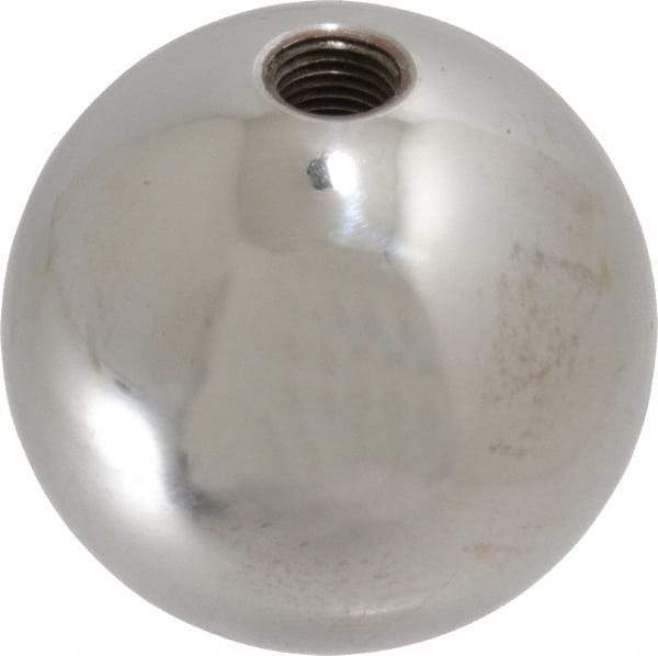 Gibraltar - 3/8-24 Thread, 1.88" Diam, Threaded Hole Ball Knob - Natural, Steel, Smooth Grip, 3/4" Hole Depth - Americas Industrial Supply