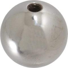 Gibraltar - 3/8-24 Thread, 1.88" Diam, Threaded Hole Ball Knob - Natural, Steel, Smooth Grip, 3/4" Hole Depth - Americas Industrial Supply