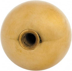 Gibraltar - 10-24 Thread, 1" Diam, Threaded Hole Ball Knob - Natural, Brass, Smooth Grip, 3/8" Hole Depth - Americas Industrial Supply