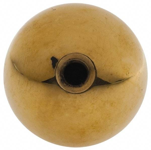 Gibraltar - 10-32 Thread, 1" Diam, Threaded Hole Ball Knob - Natural, Brass, Smooth Grip, 3/8" Hole Depth - Americas Industrial Supply