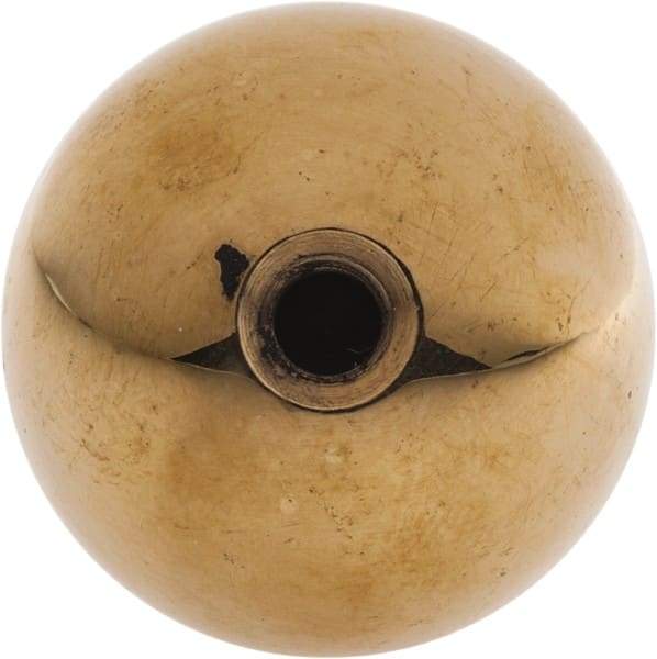 Gibraltar - 1/4-20 Thread, 1" Diam, Threaded Hole Ball Knob - Natural, Brass, Smooth Grip, 1/2" Hole Depth - Americas Industrial Supply