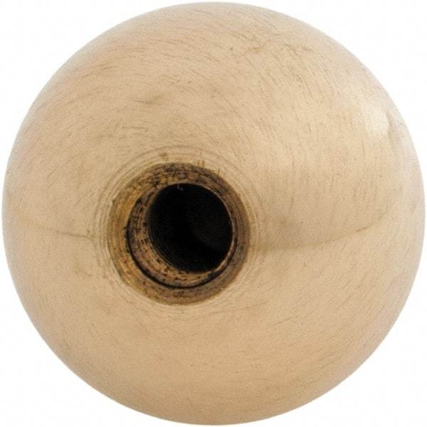 Gibraltar - 1/4-28 Thread, 1" Diam, Threaded Hole Ball Knob - Natural, Brass, Smooth Grip, 1/2" Hole Depth - Americas Industrial Supply