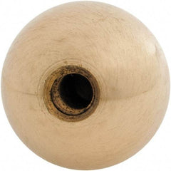 Gibraltar - 1/4-28 Thread, 1" Diam, Threaded Hole Ball Knob - Natural, Brass, Smooth Grip, 1/2" Hole Depth - Americas Industrial Supply