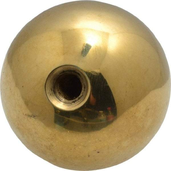 Gibraltar - 1/4-20 Thread, 1.38" Diam, Threaded Hole Ball Knob - Natural, Brass, Smooth Grip, 5/8" Hole Depth - Americas Industrial Supply