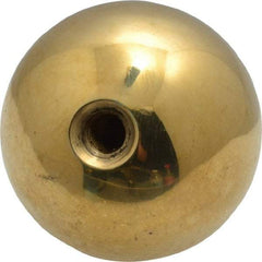 Gibraltar - 1/4-20 Thread, 1.38" Diam, Threaded Hole Ball Knob - Natural, Brass, Smooth Grip, 5/8" Hole Depth - Americas Industrial Supply