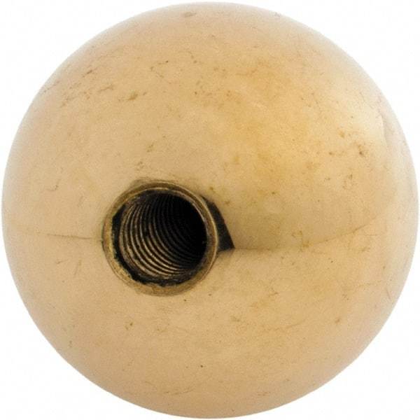 Gibraltar - 5/16-18 Thread, 1.38" Diam, Threaded Hole Ball Knob - Natural, Brass, Smooth Grip, 5/8" Hole Depth - Americas Industrial Supply