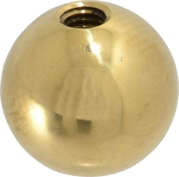 Gibraltar - 3/8-16 Thread, 1.38" Diam, Threaded Hole Ball Knob - Natural, Brass, Smooth Grip, 5/8" Hole Depth - Americas Industrial Supply