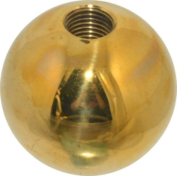 Gibraltar - 3/8-24 Thread, 1.38" Diam, Threaded Hole Ball Knob - Natural, Brass, Smooth Grip, 5/8" Hole Depth - Americas Industrial Supply