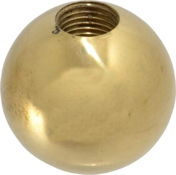 Gibraltar - 1/2-20 Thread, 1.38" Diam, Threaded Hole Ball Knob - Natural, Brass, Smooth Grip, 5/8" Hole Depth - Americas Industrial Supply