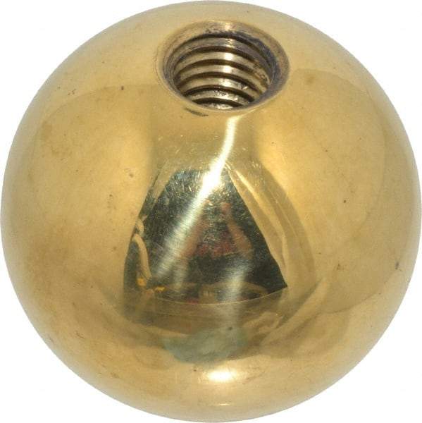 Gibraltar - 1/2-13 Thread, 1.88" Diam, Threaded Hole Ball Knob - Natural, Brass, Smooth Grip, 3/4" Hole Depth - Americas Industrial Supply
