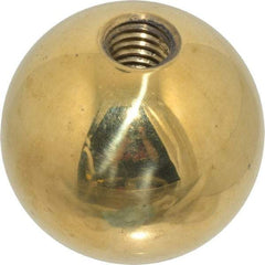 Gibraltar - 1/2-13 Thread, 1.88" Diam, Threaded Hole Ball Knob - Natural, Brass, Smooth Grip, 3/4" Hole Depth - Americas Industrial Supply
