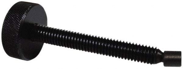 Gibraltar - 1/2-13 Knurled Shoulderless Swivel Pad Tip Steel Thumb Screw - 3-7/16" OAL, 1-1/4" Head Diam x 7/16" Head Height, Black Oxide Finish - Americas Industrial Supply