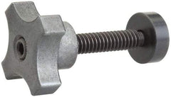 Made in USA - 1/4-20 Lobed Shoulder Swivel Pad Tip Steel Thumb Screw - 1-13/16" OAL, 1-1/8" Head Diam x 5/8" Head Height, Black Oxide Finish - Americas Industrial Supply