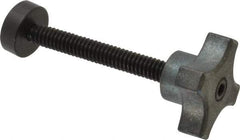 Made in USA - 1/4-20 Lobed Shoulder Swivel Pad Tip Steel Thumb Screw - 2-9/16" OAL, 1-1/8" Head Diam x 5/8" Head Height, Black Oxide Finish - Americas Industrial Supply