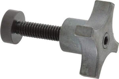 Made in USA - 5/16-18 Lobed Shoulder Swivel Pad Tip Steel Thumb Screw - 2-1/8" OAL, 1-1/2" Head Diam x 7/8" Head Height, Black Oxide Finish - Americas Industrial Supply