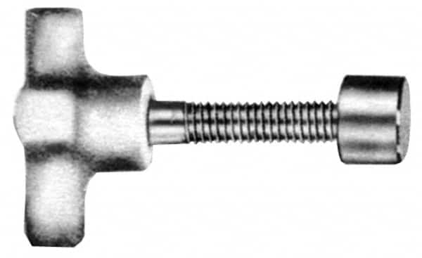 Made in USA - 5/16-18 Lobed Shoulder Swivel Pad Tip Steel Thumb Screw - 2-7/8" OAL, 1-1/2" Head Diam x 7/8" Head Height, Black Oxide Finish - Americas Industrial Supply