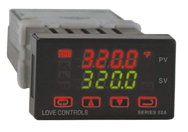 Dwyer - -350 to 4,208°F 1/32 DIN Temperature/Process Control - Dual 4-Digit LCD Display, Fuzzy Logic PID Control, 100-240 VAC/VDC - Americas Industrial Supply