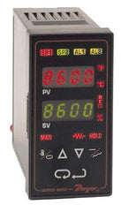 Dwyer - -350 to 3,200°F 1/8 DIN Temperature/Process Control - Dual 4-Digit LCD Display, Fuzzy Logic PID Control, 100-240 VAC/VDC - Americas Industrial Supply