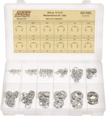 Made in USA - 265 Piece, 1/8 to 7/8", Steel, E Style External Retaining Ring Assortment - Includes Compartmented Case, Specification Labels - Americas Industrial Supply