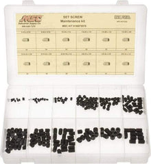 Value Collection - 200 Piece, #6-32 to 3/8-24, Steel Set Screw Assortment - Hex Head, Hex Socket Drive, 3/16 to 3/8" Long - Americas Industrial Supply