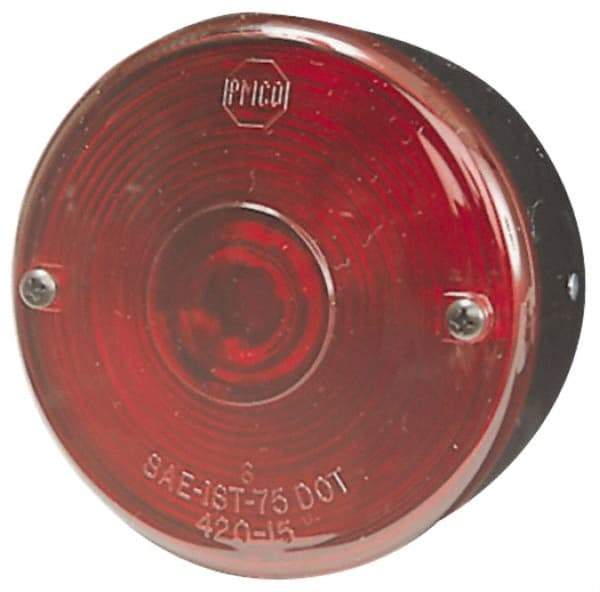 Peterson - 3-3/4" Diam, Red Lens & Reflector - Plastic, 12 Volt - Americas Industrial Supply