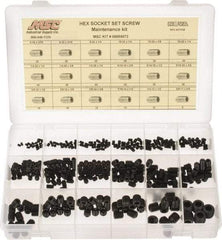 Value Collection - 400 Piece, #6-32 to 5/8-11, Steel Set Screw Assortment - Hex Head, Hex Socket Drive, 3/16 to 5/8" Long - Americas Industrial Supply