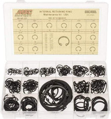 Made in USA - 337 Piece, 3/8 to 3", SpRing Assortment Steel, Snap Internal Retaining Ring Assortment - Includes Compartmented Case - Americas Industrial Supply