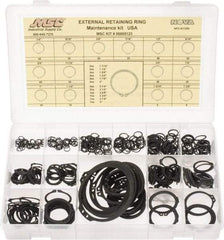 Made in USA - 444 Piece, 1/4 to 3", SpRing Assortment Steel, Snap External Retaining Ring Assortment - Includes Compartmented Case - Americas Industrial Supply