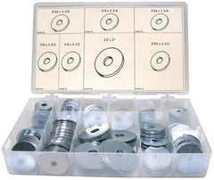 Value Collection - 255 Piece, 5/16 to 1/2" Screw, Steel Fender Washer Assortment - Includes 3/16 to 1/2" Screw & Compartmented Storage Case - Americas Industrial Supply