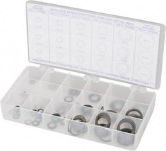 Precision Brand - 270 Piece, 1/4 to 3/4" Screw, Grade 1075 Spring Steel Flat Washer Assortment - Includes (15) 0.501 Inside x 0.738 OD Washer, (45) 0.252 to 0.751 Inside x 0.366 to 0.995 OD Washer & Compartmented Storage Case - Americas Industrial Supply