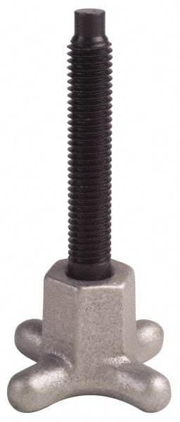 Gibraltar - 1/2-13 Lobed Shoulder Dog Point Tip Grade 12L14 Steel Thumb Screw - 4-1/2" OAL, 2-1/2" Head Diam x 1-1/2" Head Height, Black Oxide Finish - Americas Industrial Supply