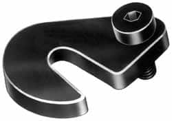 Made in USA - 25/32" Slot ID, 1-3/4" Slot to Bolt Hole Length, 1/2" Thick, Case Hardened Steel Swing C Washer - 5/8" Bolt Hole to Small End Radius, 1-1/4" Slot to Large End Radius, 1/2" Bolt Hole ID, 3/8" Shoulder Bolt, Black Oxide Finish - Americas Industrial Supply