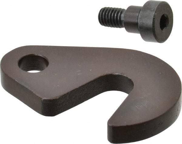 Made in USA - 21/32" Slot ID, 1-1/2" Slot to Bolt Hole Length, 3/8" Thick, Case Hardened Steel Swing C Washer - 9/16" Bolt Hole to Small End Radius, 1-1/8" Slot to Large End Radius, 1/2" Bolt Hole ID, 3/8" Shoulder Bolt, Black Oxide Finish - Americas Industrial Supply