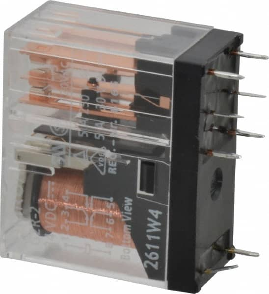 Omron - Rectangle Electromechanical PCB General Purpose Relay - 3 Amp at 250 VAC & 30 VDC, DPDT, 24 VDC, 29mm Wide x 25.5mm High x 13mm Deep - Americas Industrial Supply