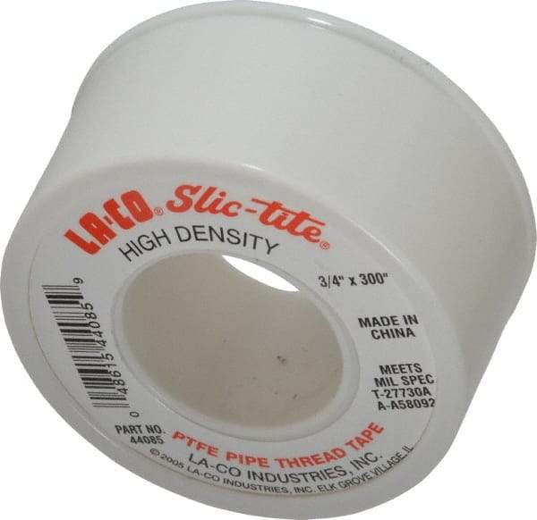 LA-CO - 3/4" Wide x 300" Long General Purpose Pipe Repair Tape - 3 mil Thick, -450 to 550°F, White - Americas Industrial Supply