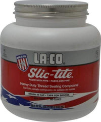 LA-CO - 1 Qt Brush Top Can White Thread Sealant - Paste with PTFE, 500°F Max Working Temp, For Metal, PVC, CPVC & ABS Plastic Pipe Threads - Americas Industrial Supply