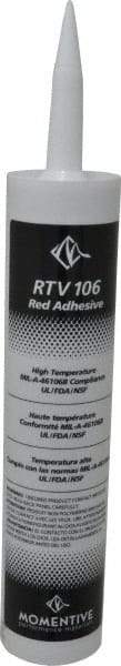 Momentive Performance Materials - 10 oz Cartridge Red RTV Silicone Joint Sealant - 500°F Max Operating Temp, 20 min Tack Free Dry Time, 24 hr Full Cure Time, Series RTV100 - Americas Industrial Supply