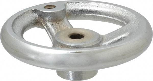 Gibraltar - 4", 3 Spoke Offset Handwheel - 0.622" Bore Diam, 1-1/8" Hub, Cast Iron, Chrome Plated Finish - Americas Industrial Supply