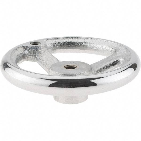 Gibraltar - 5", 3 Spoke Offset Handwheel - 0.622" Bore Diam, 1-1/4" Hub, Cast Iron, Chrome Plated Finish - Americas Industrial Supply