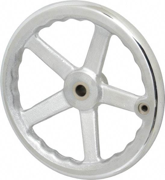 Gibraltar - 10", 5 Spoke Offset Handwheel - 0.622" Bore Diam, 1-7/8" Hub, Cast Iron, Chrome Plated Finish - Americas Industrial Supply