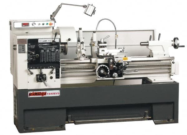 Vectrax - 14" Swing, 39-5/16" Between Centers, 220 Volt, Triple Phase Engine Lathe - 7MT Taper, 5 hp, 20 to 2,500 RPM, 2" Bore Diam, 45" Deep x 68" High x 90" Long - Americas Industrial Supply