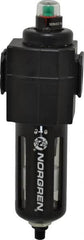 Norgren - 3/8" Port Coalescing Filter - Polycarbonate Bowl, Automatic Drain, 150 Max psi, 0.01 Micron Rating, 2.68" Wide x 8.16" High - Americas Industrial Supply