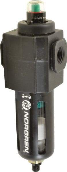 Norgren - 1/2" Port Coalescing Filter - Polycarbonate Bowl, Automatic Drain, 150 Max psi, 0.01 Micron Rating, 2.68" Wide x 8.16" High - Americas Industrial Supply