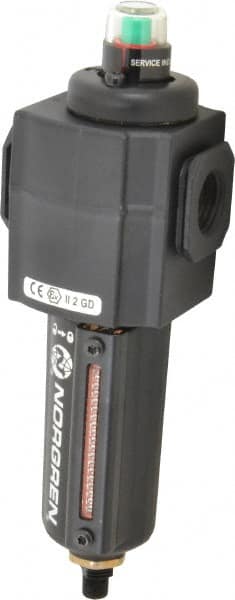 Norgren - 1/2" Port Coalescing Filter - Aluminum Bowl, Automatic Drain, 250 Max psi, 0.01 Micron Rating, 2.68" Wide x 8.16" High - Americas Industrial Supply